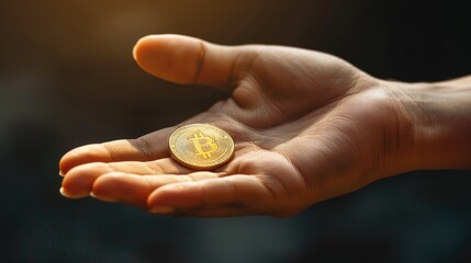 Gold coins in hands, Hand holding golden coins concept