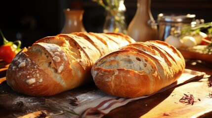 fresh bread on table