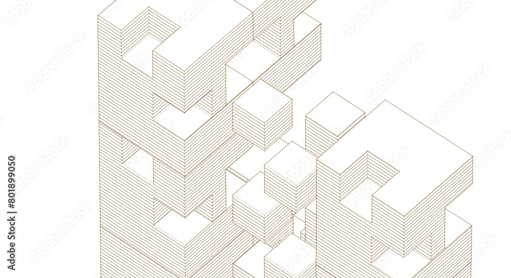 Poster abstract modular architecture 3d rendering	
