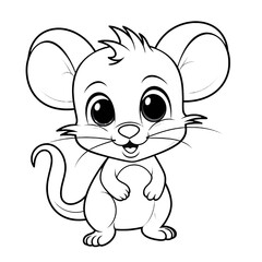 Cute cartoon deer mouse coloring page for kids, with a simple and clean line art style