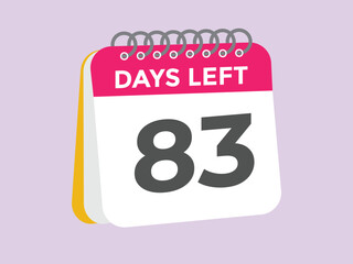 83 days to go countdown template. 83 day Countdown left days banner design. 83  Days left countdown timer
