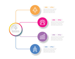 Vector infographic business presentation template with circular interconnection with 4 options.