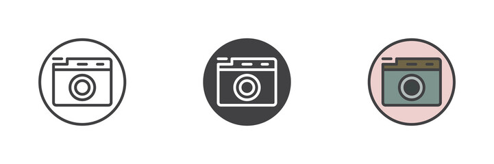 Camera button different style icon set