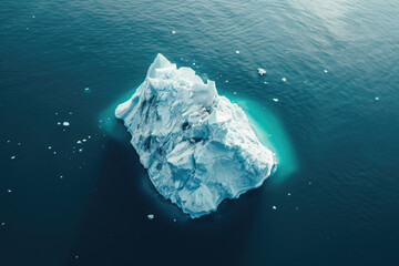 Fototapeta premium An aerial view of icebergs floating on the surface of the Arctic Ocean.