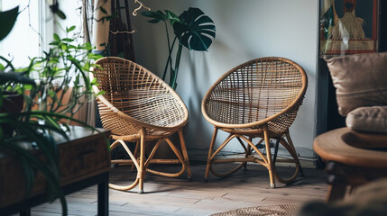 the unique beauty of a handcrafted basket chair made from natural materials such as bamboo or...