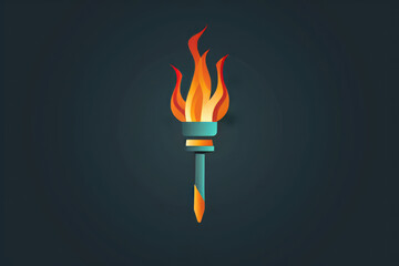 Minimalist torch icon with vibrant flames on dark background