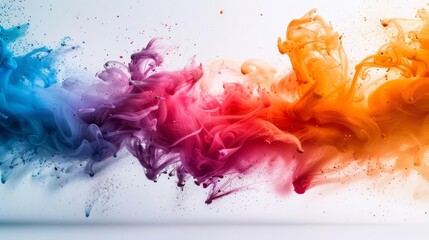 Colorful abstract painting. Blue, purple, pink, orange and yellow. Looks like an explosion of colors.