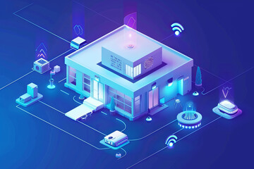 Futuristic smart home with connected devices and automation