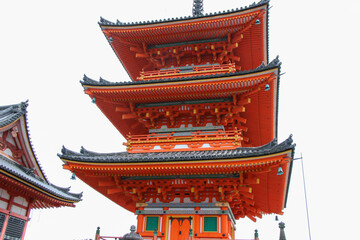  Kyoto, Japan, March 2024, Buddhist Temple Kiyomizu-dera Niomon Gate in spring