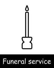 Fototapeta premium Seth Icon Funeral service. Bible, cross, religion, Christianity, funeral home, candle for the repose, wax, death, grief, sorrow, sadness, black lines on white background. Burial concept.