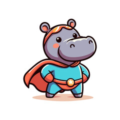Naklejka premium cute icon character hippo hero