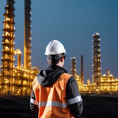 workers at construction site, worker at work, engineer in petroleum plant, engineer in power plant