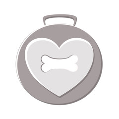 Isolated illustration of medal, tag and keychain for pet with bone window.