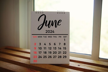 June 2024 annual monthly desk calendar for planning and management
