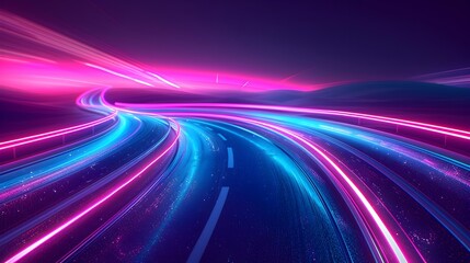 Vibrantly Illuminated Futuristic Road in Ethereal Gradient Hues