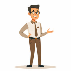Obraz premium A man in a business suit is smiling and pointing to the camera