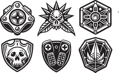 set off gaming in black and white colors. Vector illustration.