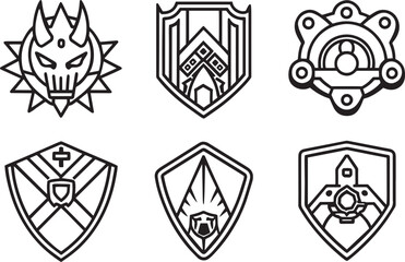  Outline illustration of video gaming vector icons for web