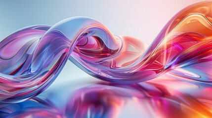 Fototapeta premium Mesmerizing 3D Abstract: Vibrancy in Fluid Chrome Reflections