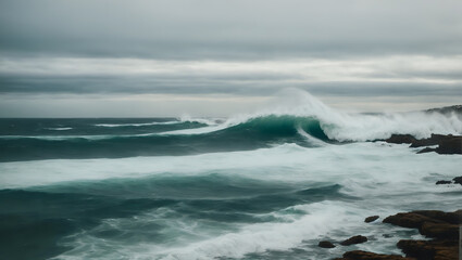 Fototapeta premium Serene Ocean Waves at Shoreline