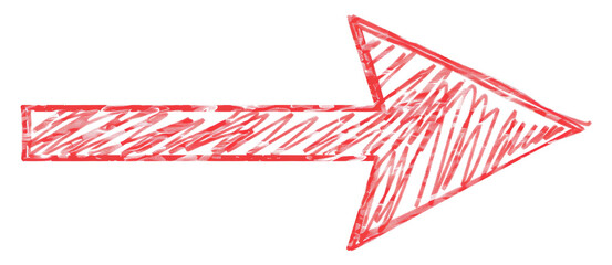 Fototapeta premium Hand-painted red arrow, cut out - stock png.