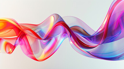 Against a backdrop of pure white, a wavy neon multicolor with a touch of red abstract glass background offers a dynamic and visually engaging composition