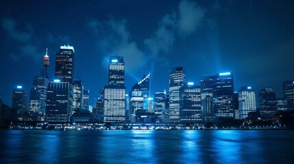 Fototapeta premium Dramatic image of city skyline with lights turning off for Earth Hour, impactful visual, ideal for environmental advocacy ads