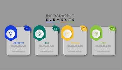 Modern abstract infographics with four steps or processes elements. business concept. illustration.	
