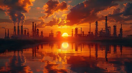 Naklejka premium Industrial Beauty at Sunset