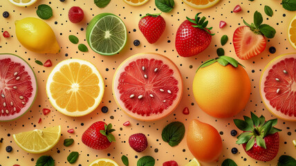 Background with different fruits