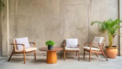 Urban Oasis: Concrete Wall Background for Outdoor Lounging