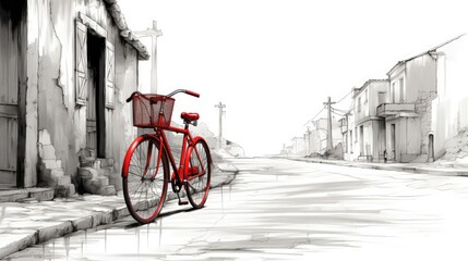 red bicycle on the street