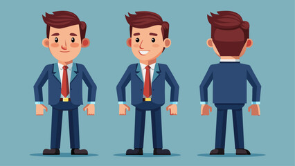 Business man character from different angles