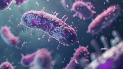 Obraz premium Detailed microscopic simulation of bacteria