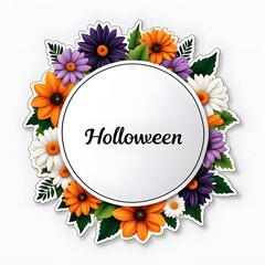 flowers labels decoration holloween day style art, sticker illustration. white background, clip art, hiper, beautifull , realistic, Sticker border, hyper detailed. 4k, ai, generative, 생성형, 할로윈데이, ハロウィ