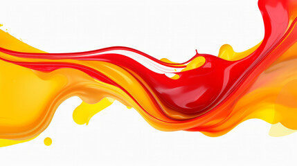 Liquid red and yellow splash isolated on a white background.