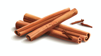 Aromatic cinnamon sticks on white background Vector illustration
