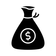 Money bag icon in glyph style. Icons about banking and finance in glyph style