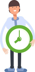 Businessman Character Holding Clock
