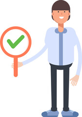 Businessman Character Showing Check Mark
