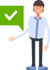Businessman Character and Check Mark
