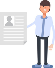 Businessman Character Holding Job Application Document
