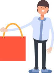 Businessman Character Holding Shopping Bag
