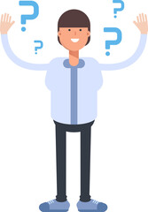 Businessman Character and Question Marks
