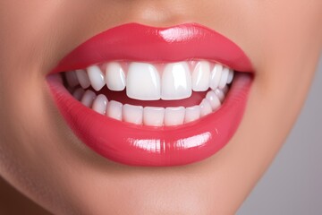 Girl gently brushing their teeth with whitening toothpaste, promoting dental hygiene