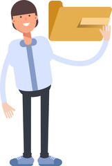 Businessman Character Holding Folder
