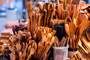 Kitchenware products made from teak wood from Thailand, Handmade product.