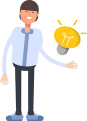 Businessman Character and Light Bulb
