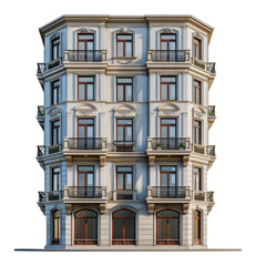 Neoclassical residential building facade, cut out - stock png.