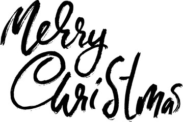 Merry Christmas Hand Drawn Modern Dry Brush Lettering.